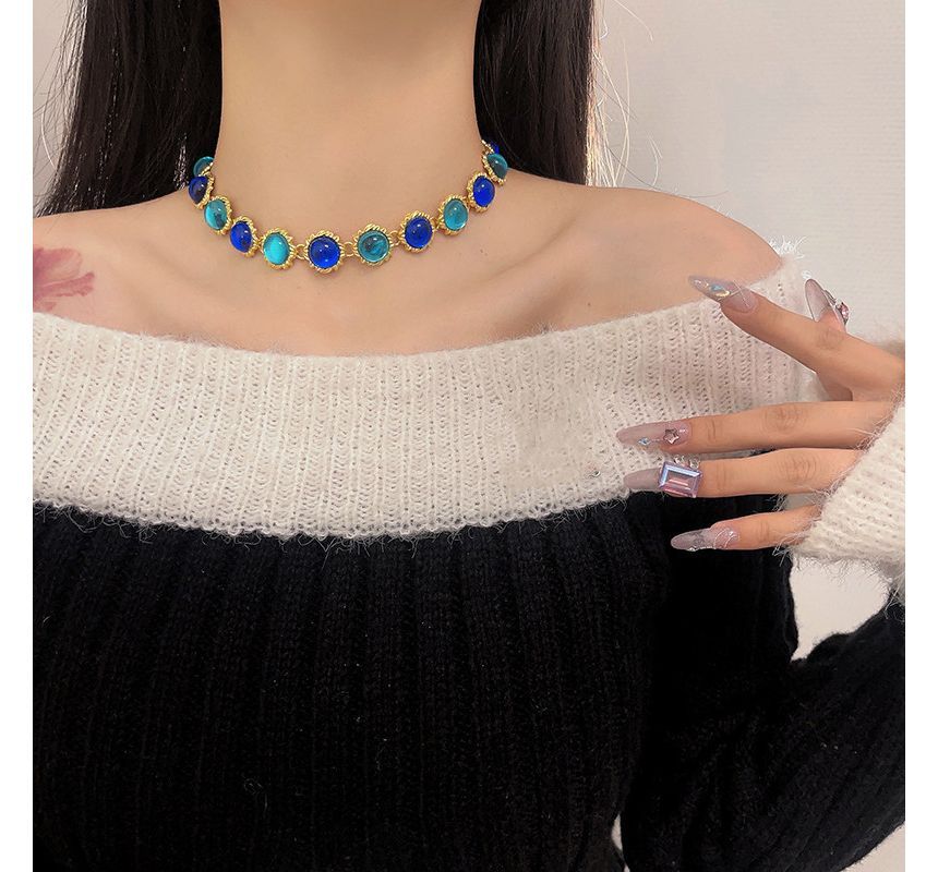Choker Gemstone Alloy Faux