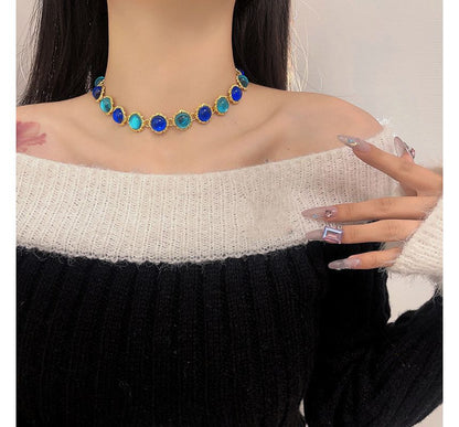 Choker Gemstone Alloy Faux