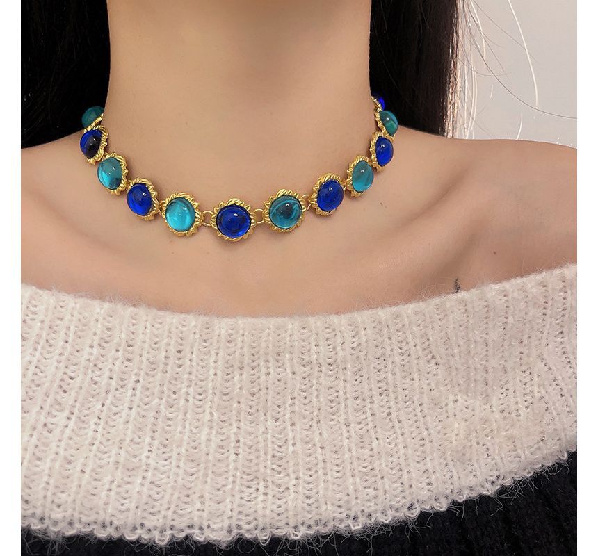 Choker Gemstone Alloy Faux