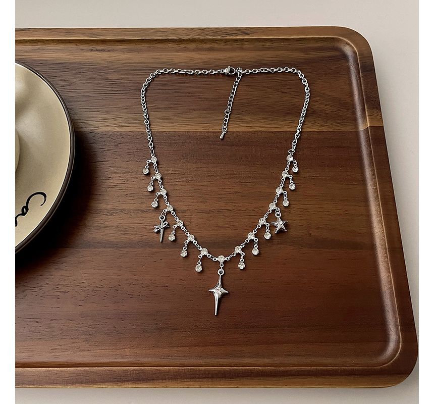Star Rhinestone Alloy Fringed Choker