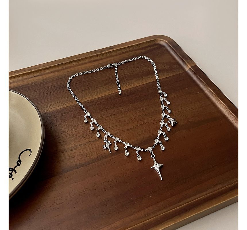 Star Rhinestone Alloy Fringed Choker