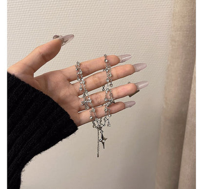 Star Rhinestone Alloy Fringed Choker