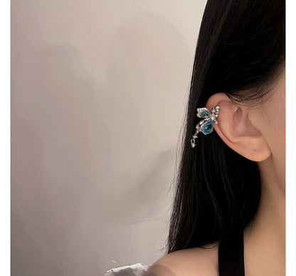 Butterfly Gemstone Alloy Asymmetrical Cuff Faux Earring