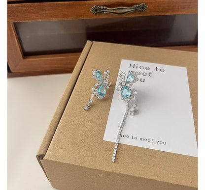 Butterfly Gemstone Alloy Asymmetrical Cuff Faux Earring