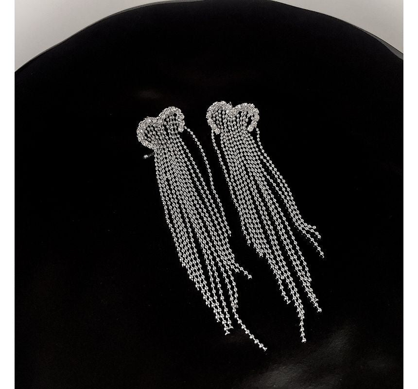 Heart Earring Alloy Fringed
