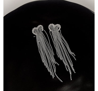 Heart Earring Alloy Fringed