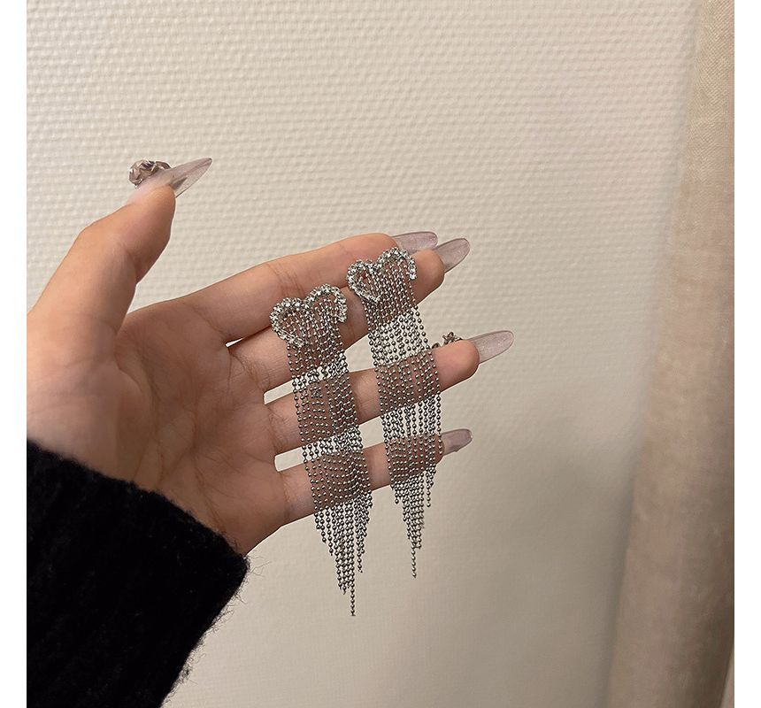 Heart Earring Alloy Fringed