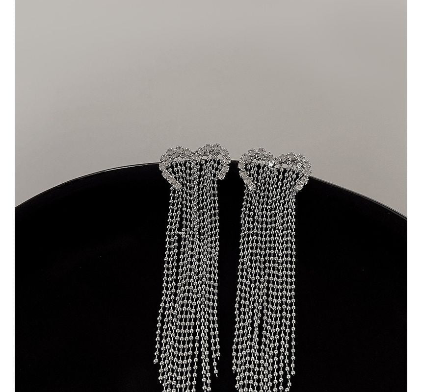 Heart Earring Alloy Fringed