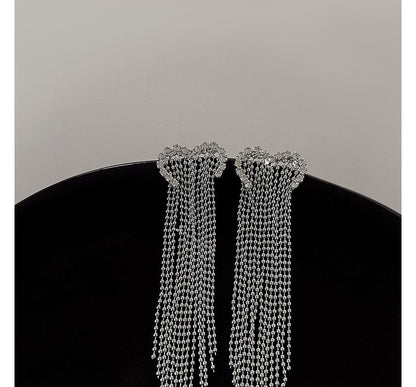 Heart Earring Alloy Fringed