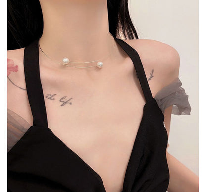 Choker Faux Alloy Pearl Open