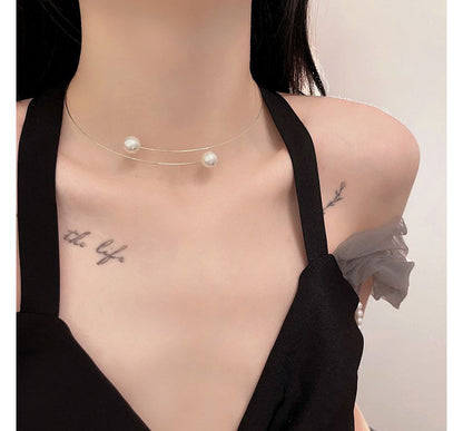 Choker Faux Alloy Pearl Open