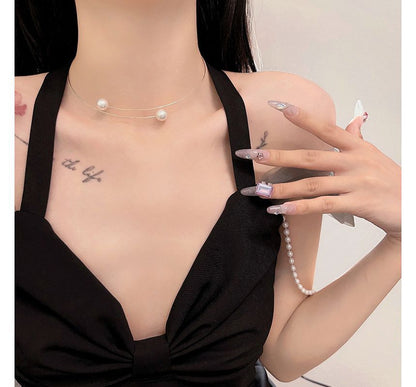 Choker Faux Alloy Pearl Open