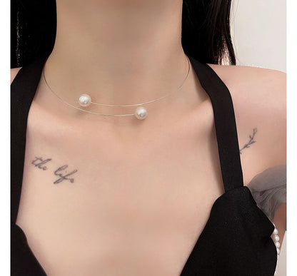 Choker Faux Alloy Pearl Open