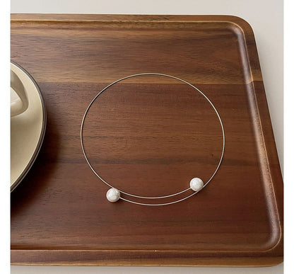 Choker Faux Alloy Pearl Open