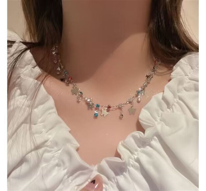 Alloy Choker Rhinestone Butterfly