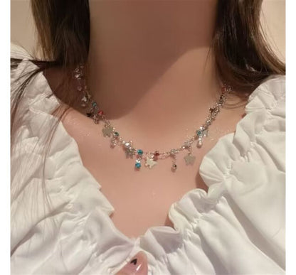Alloy Choker Rhinestone Butterfly