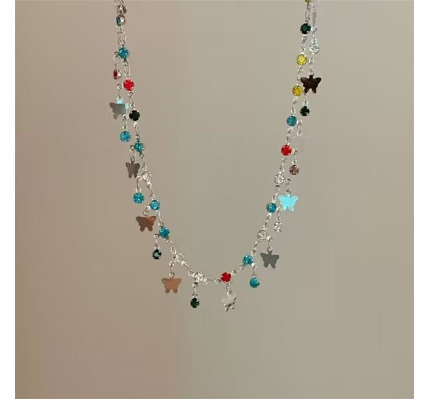Alloy Choker Rhinestone Butterfly