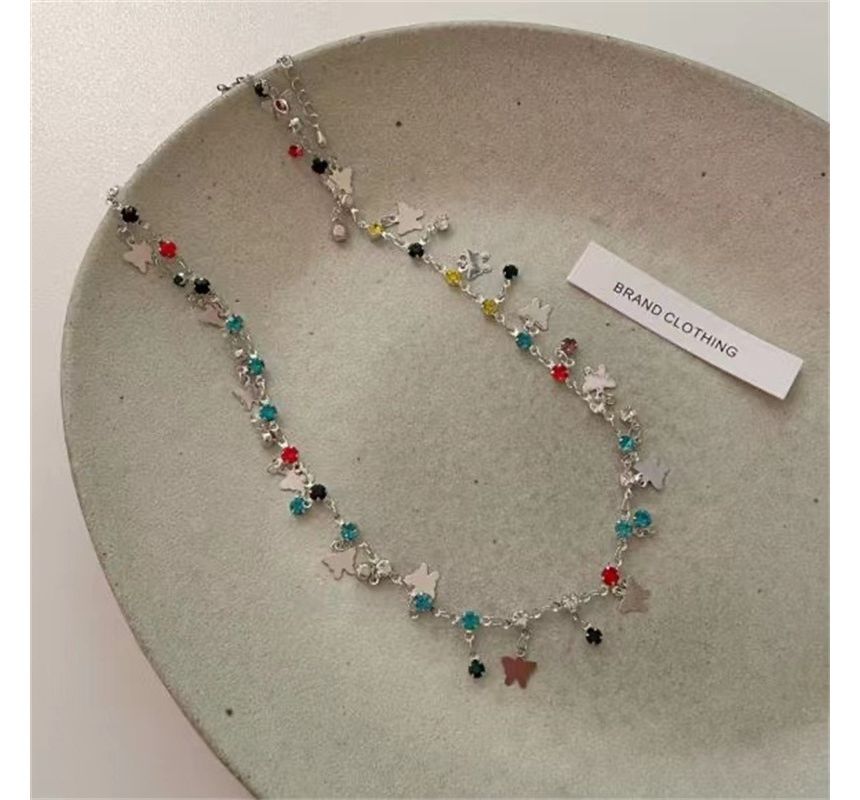 Alloy Choker Rhinestone Butterfly