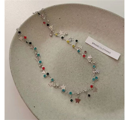 Alloy Choker Rhinestone Butterfly