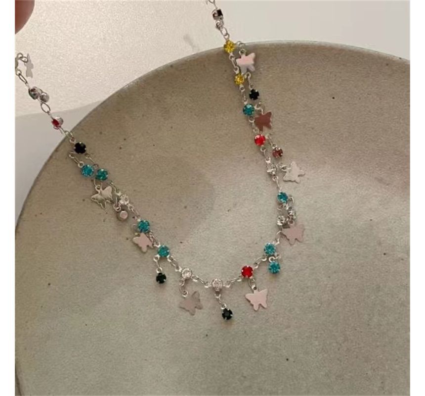 Alloy Choker Rhinestone Butterfly