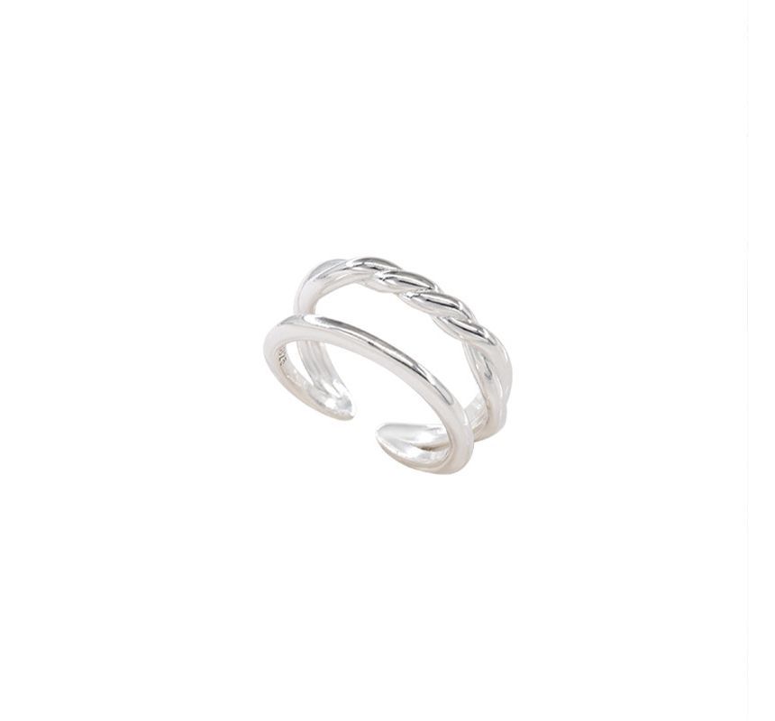 Lettering / Layered Sterling Silver Open Ring