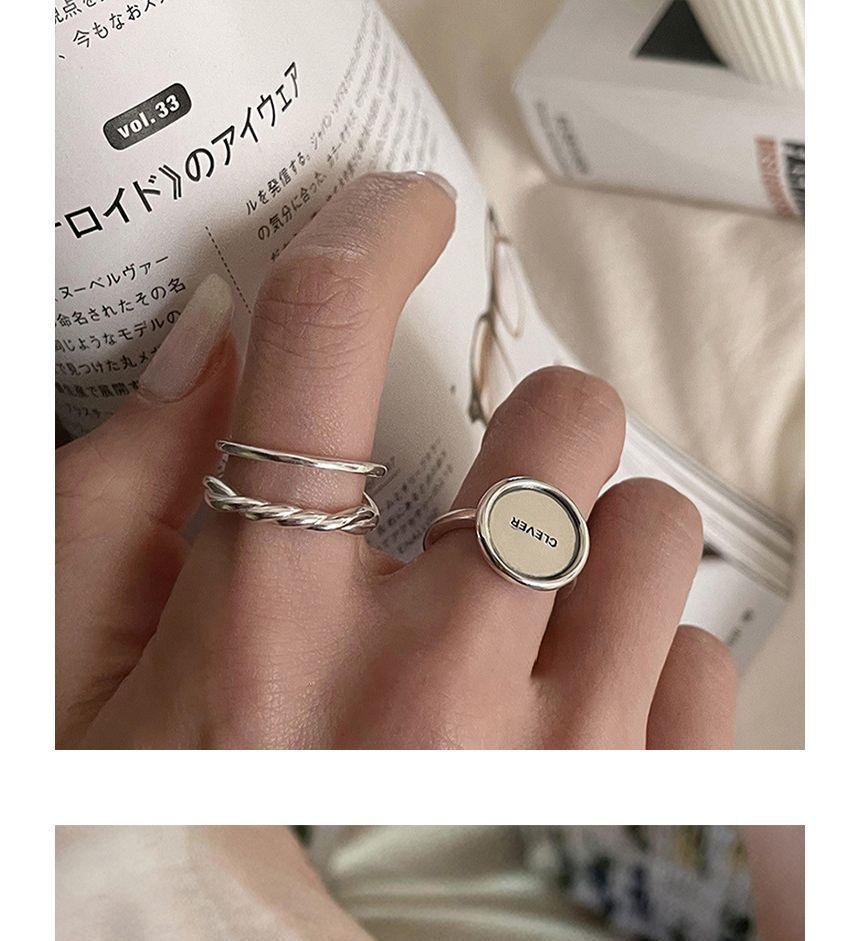 Lettering / Layered Sterling Silver Open Ring