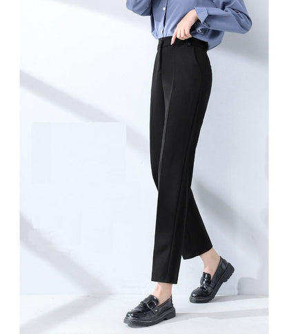 High Waist Plain Straight Leg Suit Pants