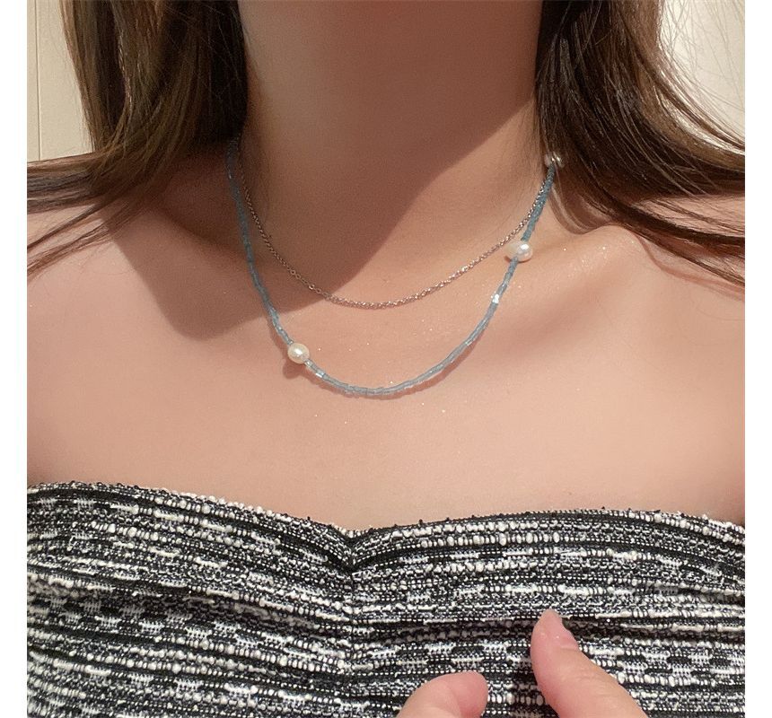 Layered Choker Faux Alloy Pearl