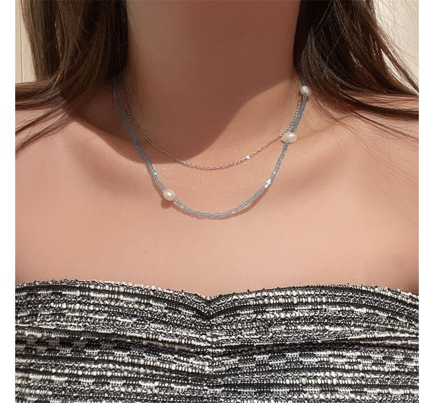 Layered Choker Faux Alloy Pearl