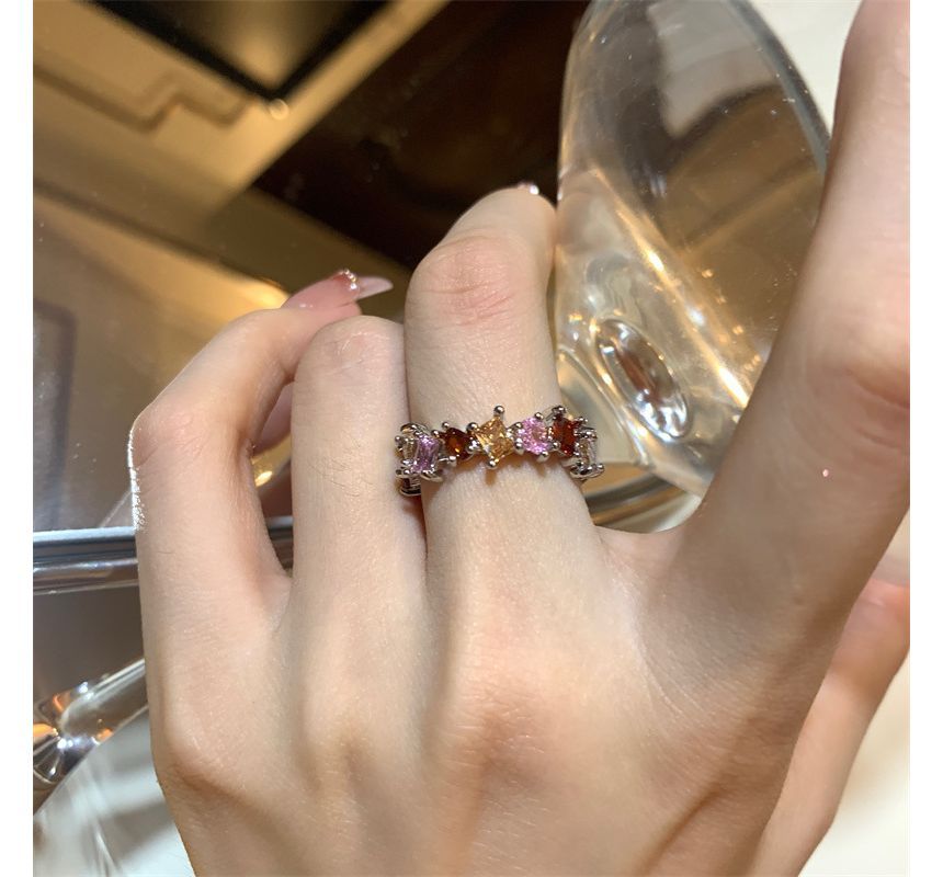 Alloy Rhinestone Open Ring