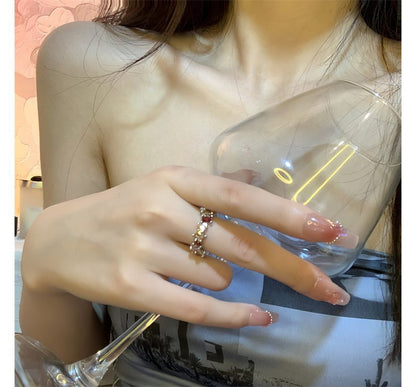 Alloy Rhinestone Open Ring