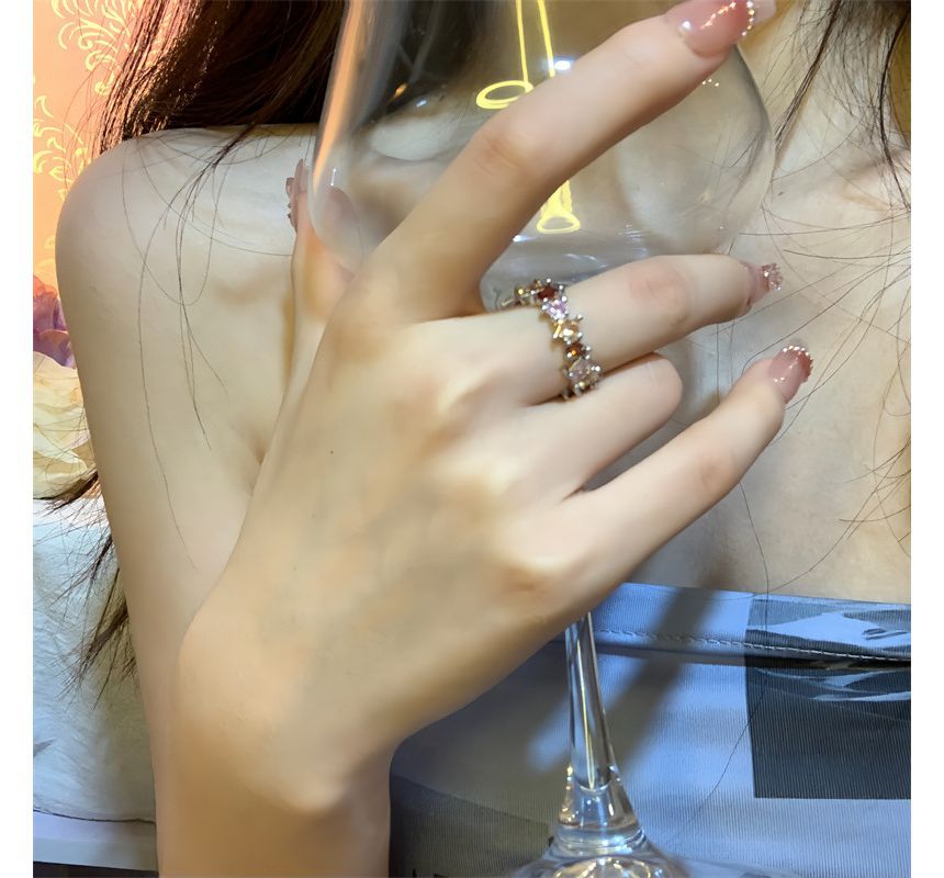 Alloy Rhinestone Open Ring
