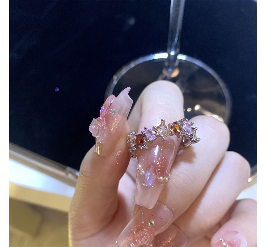 Alloy Rhinestone Open Ring