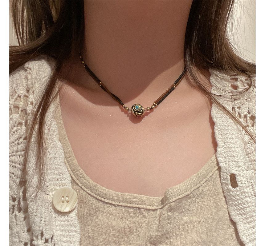 Cord Pendant / Choker Bead Bracelet