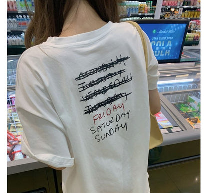 Smiley Face Tunic Tee Short-Sleeve Neck Crew Print