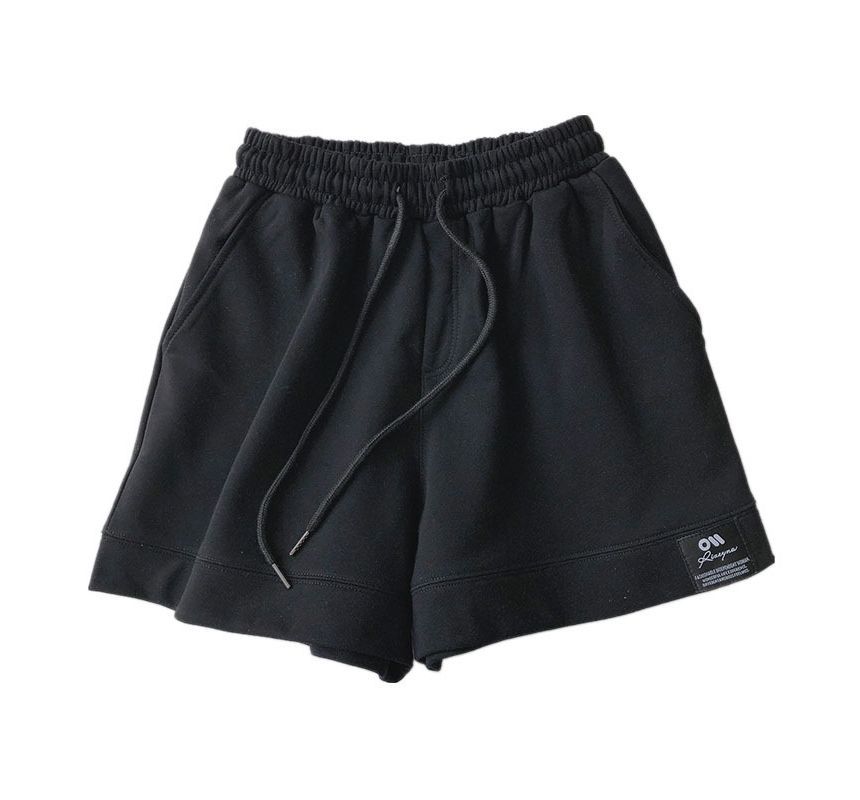 Shorts Label High Applique Waist Plain