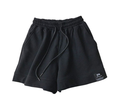 Shorts Label High Applique Waist Plain