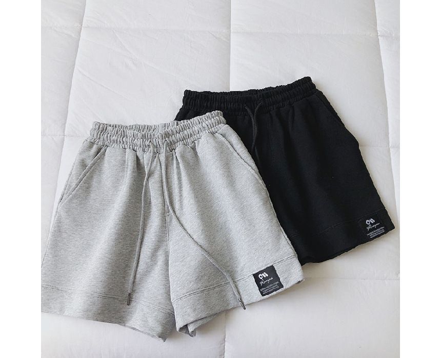 Shorts Label High Applique Waist Plain