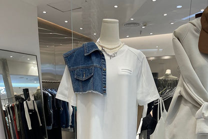 Plain Dress T-Shirt Neck Short-Sleeve Crew Midi