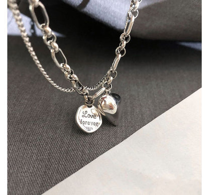 Heart Lettering Pendant Layered Alloy Bracelet