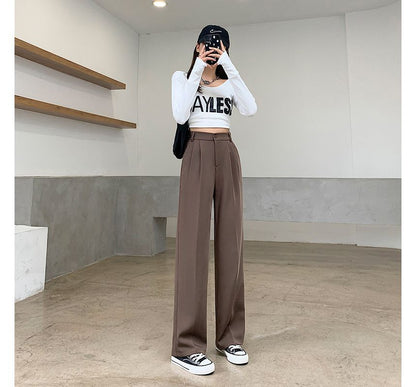 High Rise Plain Wide Leg Suit Pants