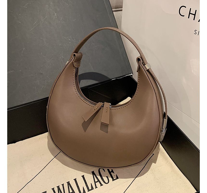 Leather Faux Zip Shoulder Bag