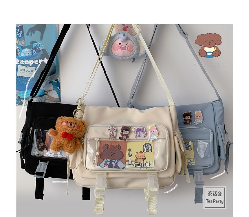 PVC Panel Multi-Pocket Crossbody Bag / Bag Charm / Set