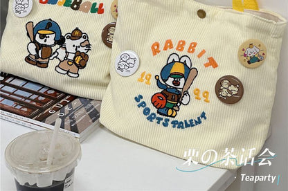 Cartoon Embroidered Tote Bag / Bag Charm / Set