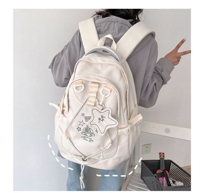 Cartoon Embroidered Multi-Pocket Backpack