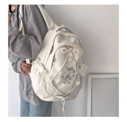 Cartoon Embroidered Multi-Pocket Backpack