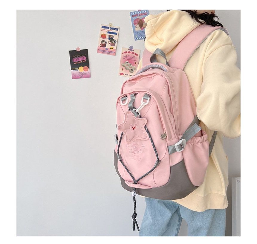 Cartoon Embroidered Multi-Pocket Backpack