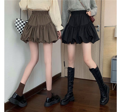 Skirt High-Waist Bubble Plain