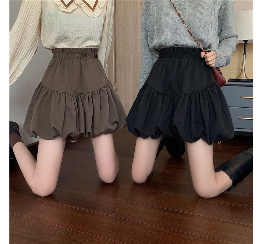 Skirt High-Waist Bubble Plain