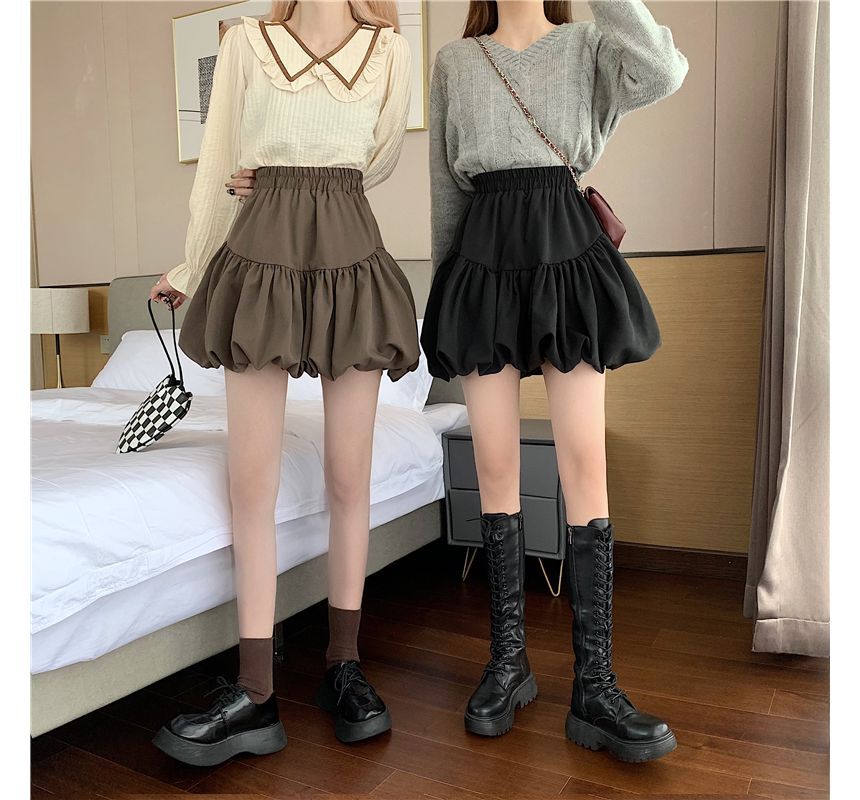 Skirt High-Waist Bubble Plain